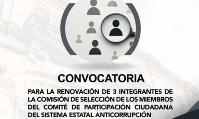 Congreso de Aguascalientes emite convocatoria para la renovación de tres integrantes del comité de participación ciudadana