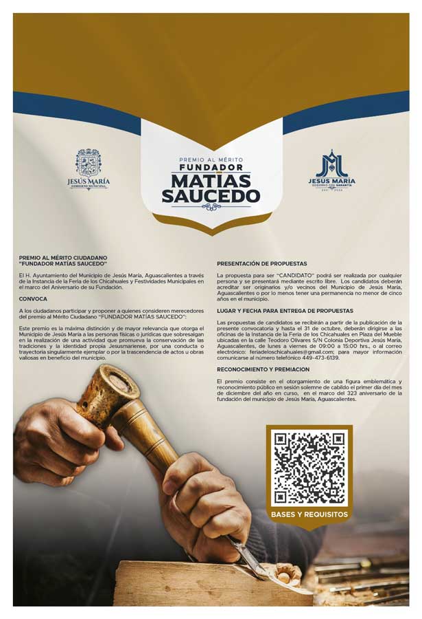 Ya está abierta la convocatoria para el premio al Mérito Ciudadano “Fundador Matías Saucedo 2024”