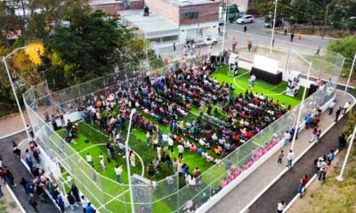 Presenta Leo Montañez tercer informe en nueva cancha del Ojocaliente I