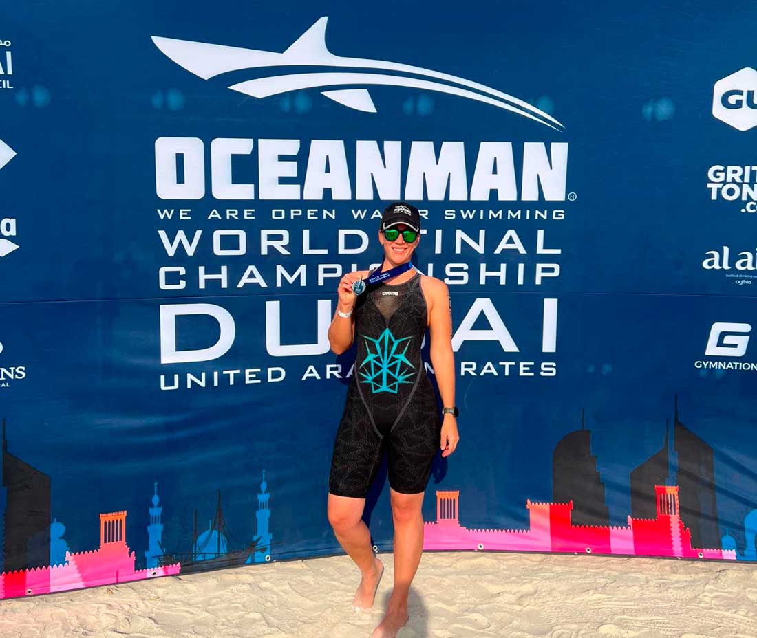 Increíble actuación de la hidrocálida Claudia Rubalcava Mendiola en el Campeonato Mundial de Aguas Abiertas Oceanman 2024 en Dubái