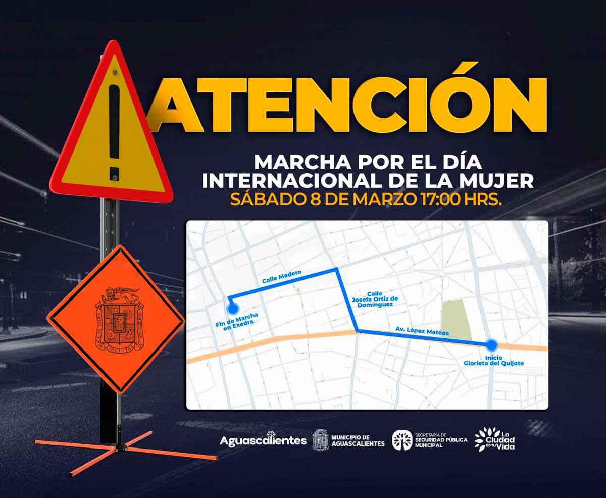 Da a conocer la secretaría de seguridad pública municipal de aguascalientes operativo vial por el 8M